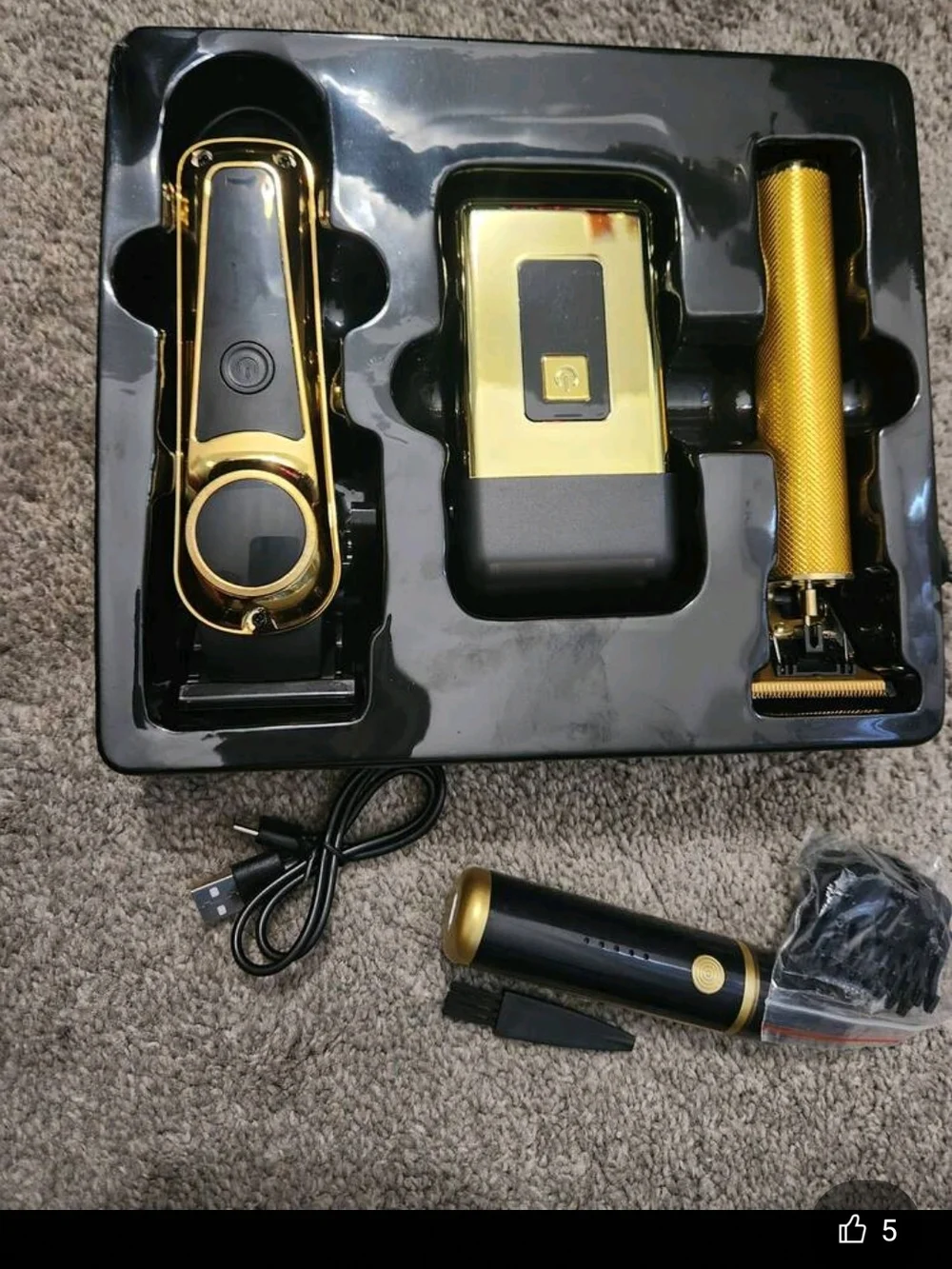 Gold & Black Men’s Grooming Kit — Trimmer, Nose Trimmer & Foil Shaver